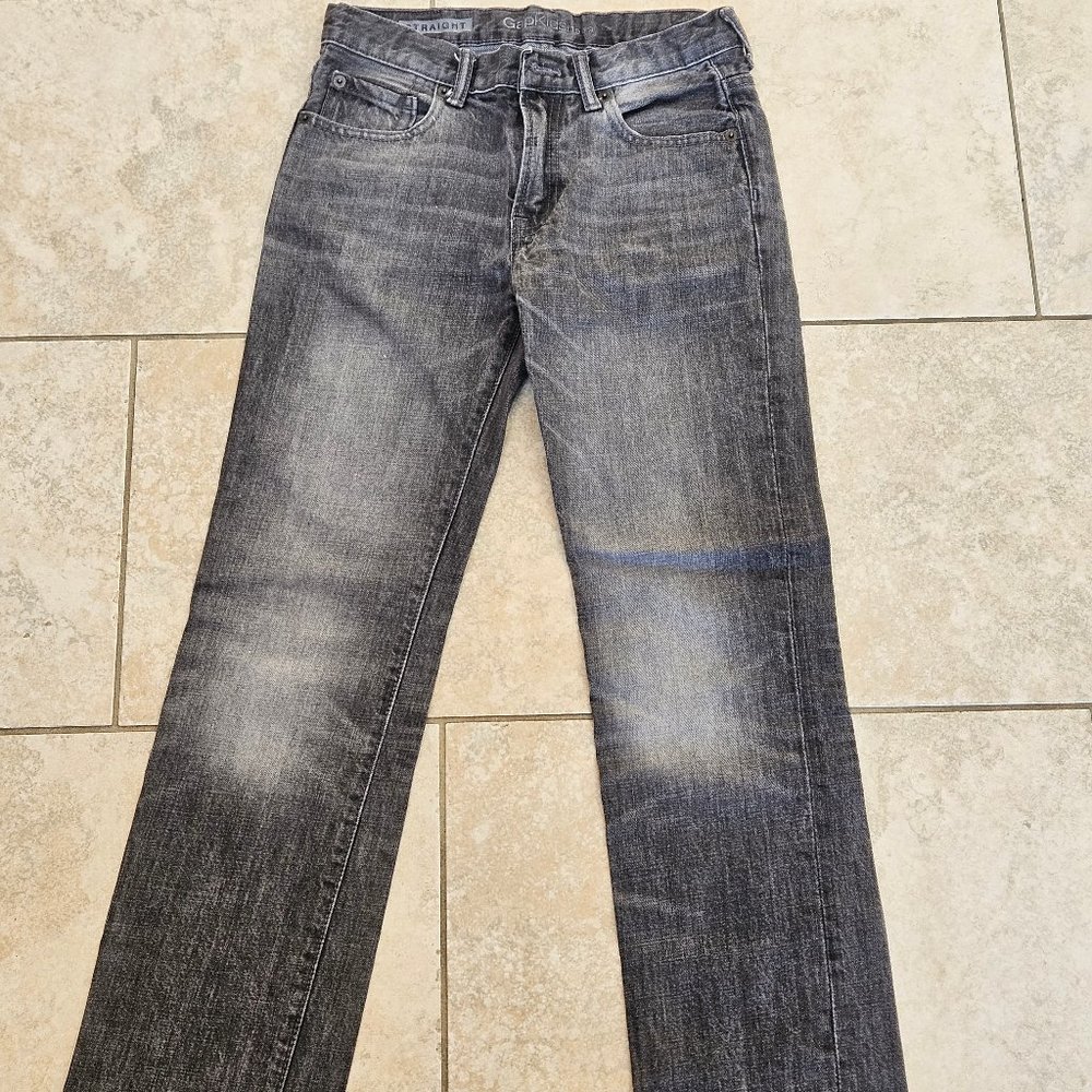 GAP Kids Boy's Straight Leg Jeans, Faded Black, Sz 14 Reg